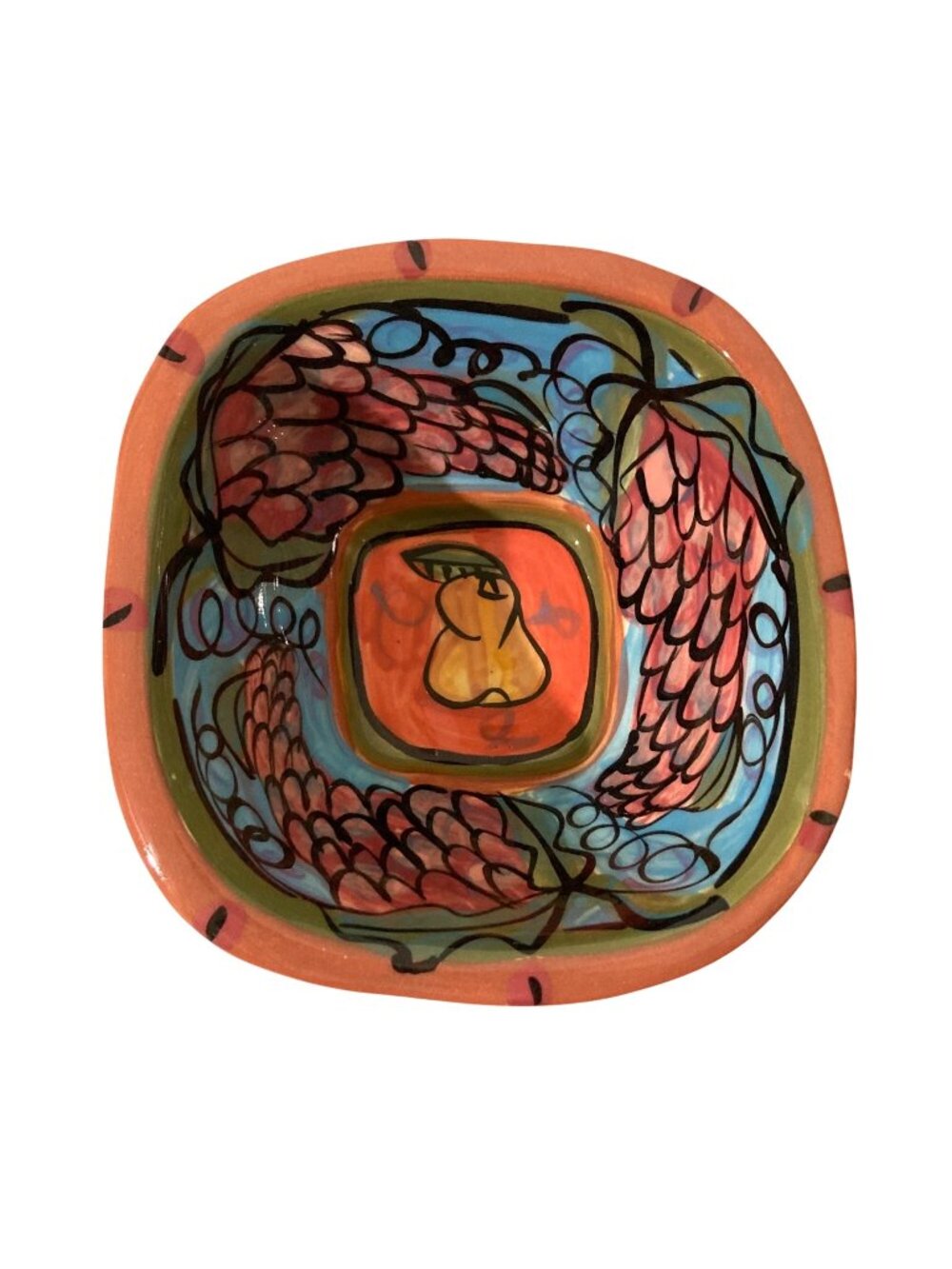 Kelly Jo Kuchar Designs Hand Painted Pottery Bowl Pear And Grapes
